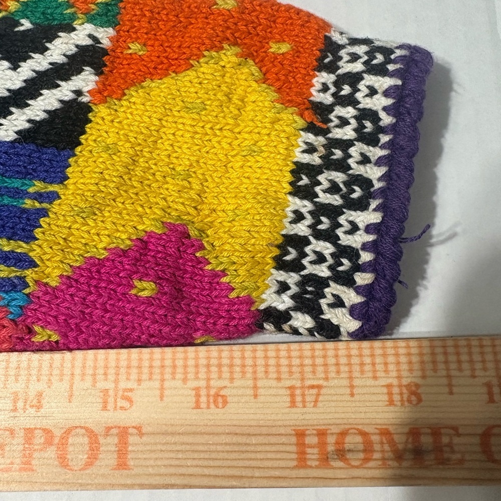 Colorful Vintage Southwestern Aztec Knit Cardigan with Metal Buttons.Heavyweight - Picture 10 of 14